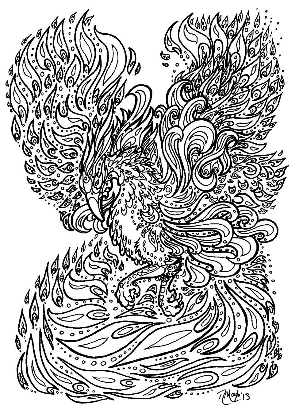 Phoenix Bird Coloring Pages 11