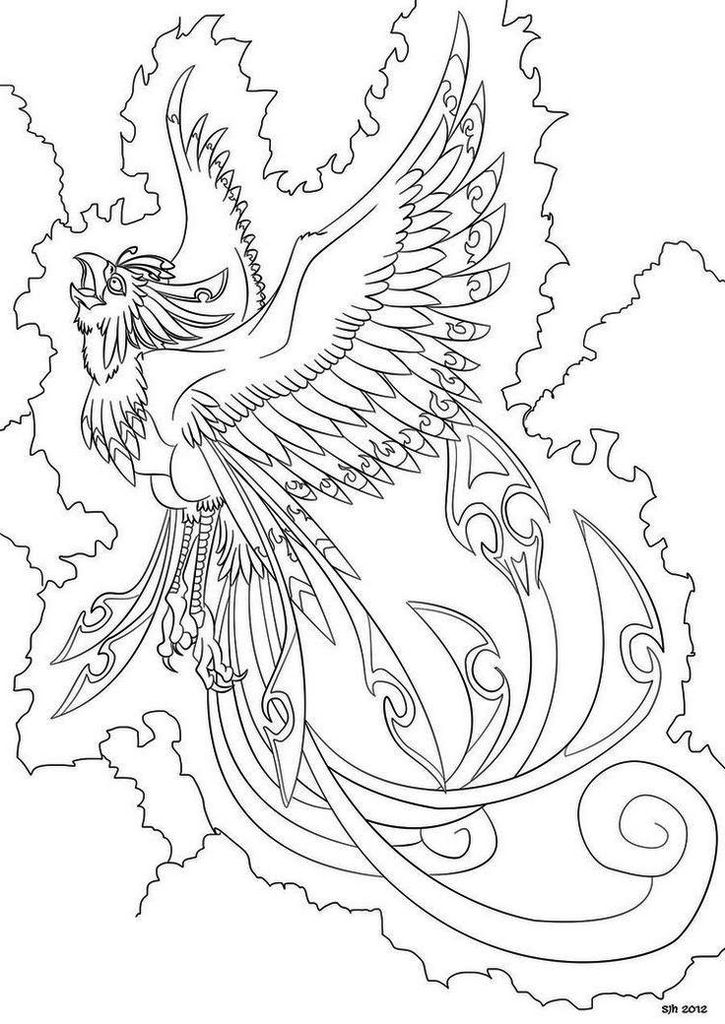 Phoenix Bird Coloring Pages 13