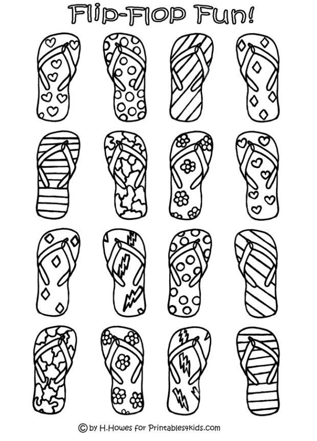 35 Coloring Pages Flip Flops 19