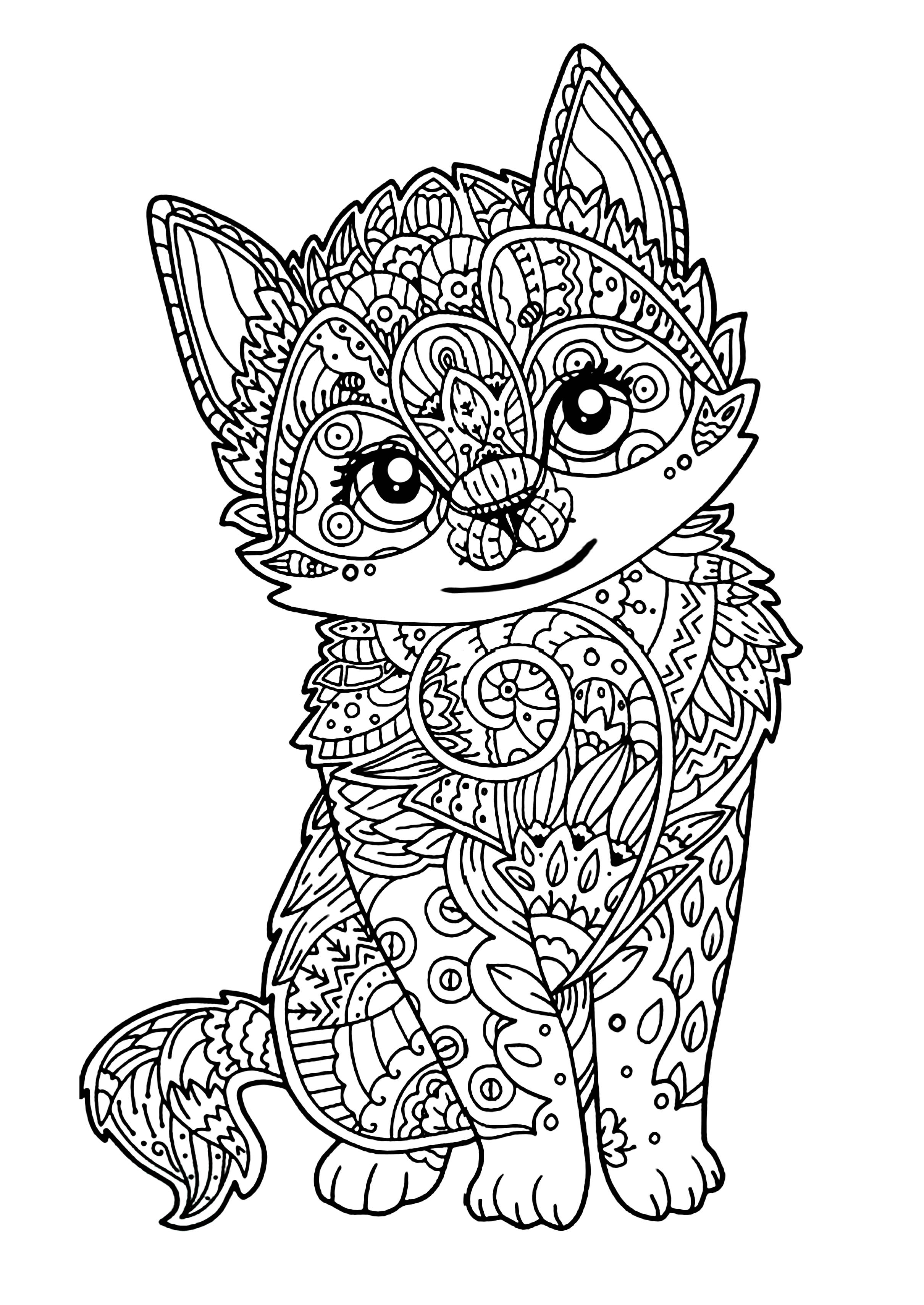 50 Cat Coloring Pages Cute 19