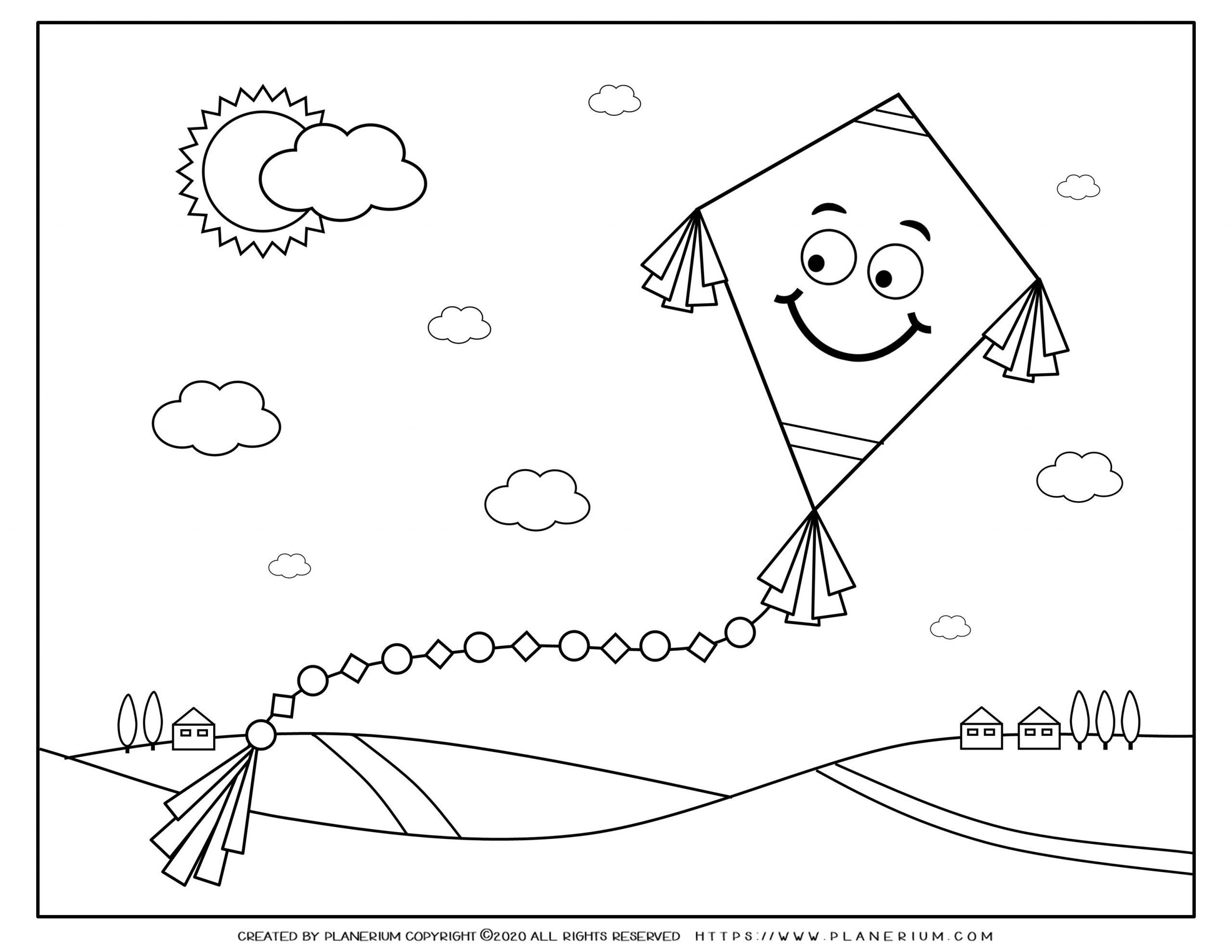 50 Coloring Page Of A Kite 50