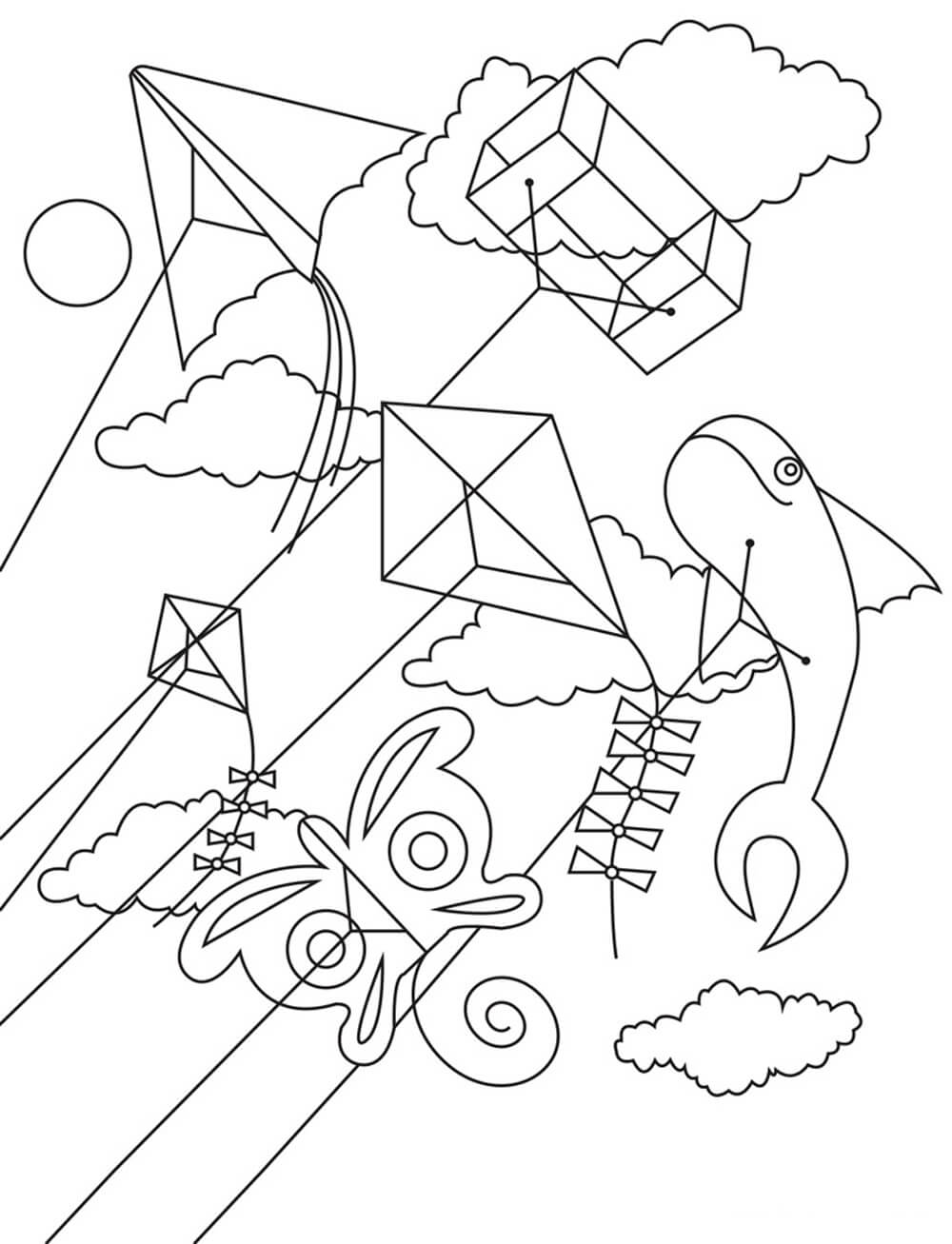 50 Coloring Page Of A Kite 65