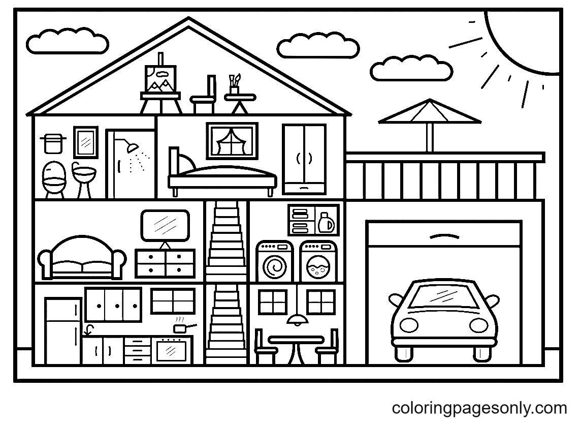 50 Coloring Pages A House 35