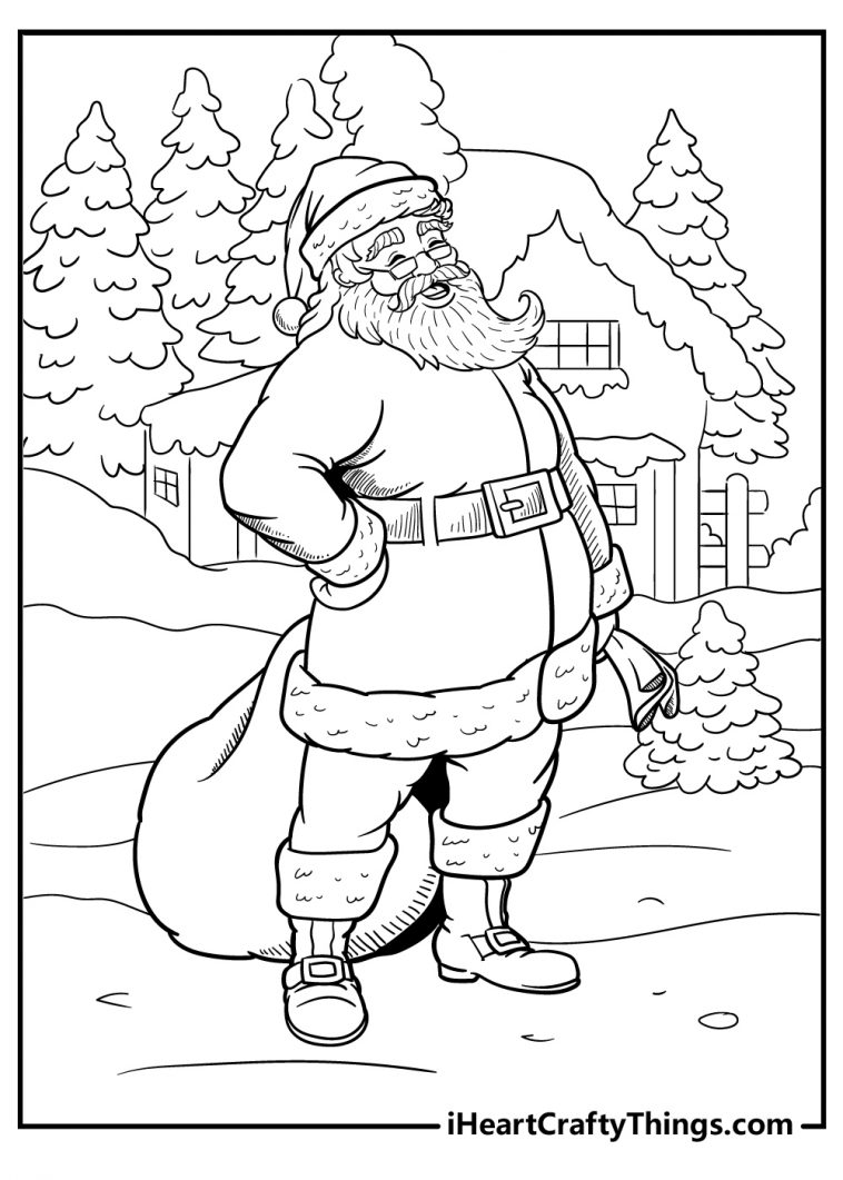 55 Easy Santa Coloring Pages 17