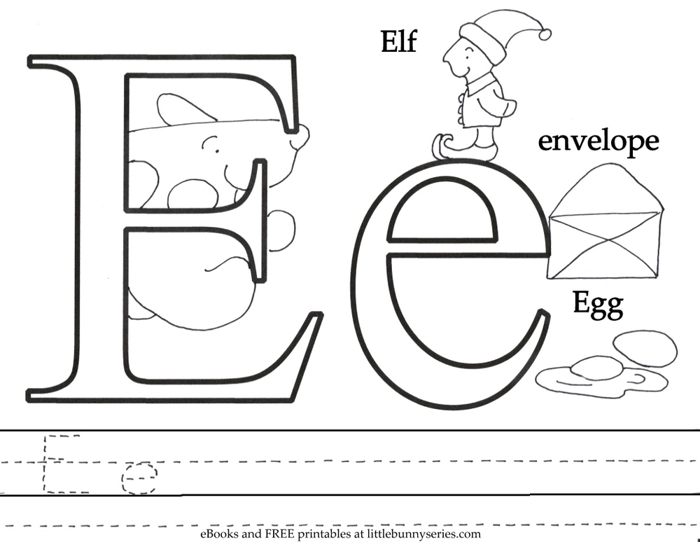 55 Letter E Coloring Sheet 7