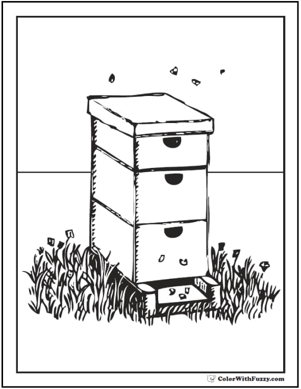 60 Beehive Coloring Page 32