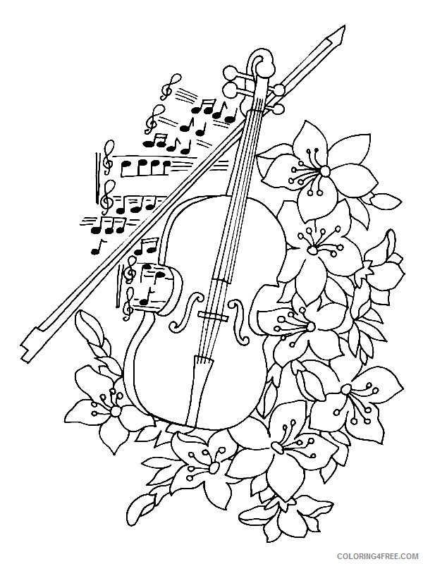 80 Printable Violin Coloring Page 10