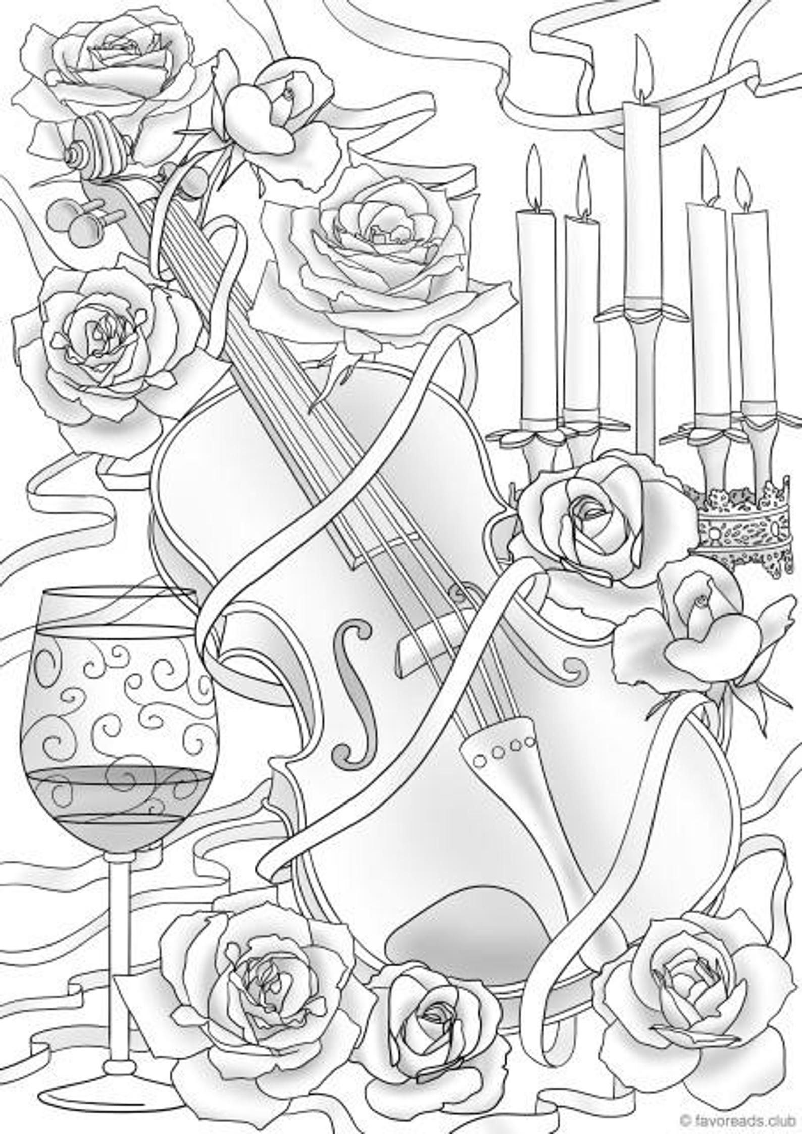 80 Printable Violin Coloring Page 29