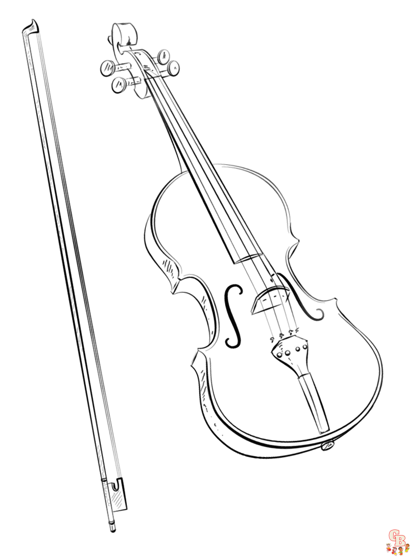 80 Printable Violin Coloring Page 30