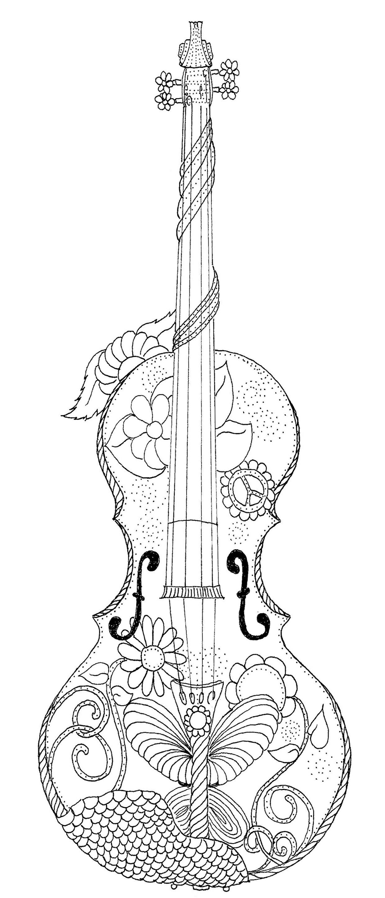 80 Printable Violin Coloring Page 37