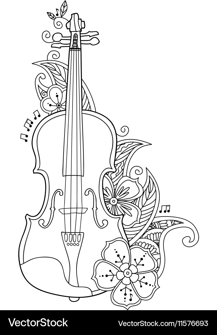 80 Printable Violin Coloring Page 57