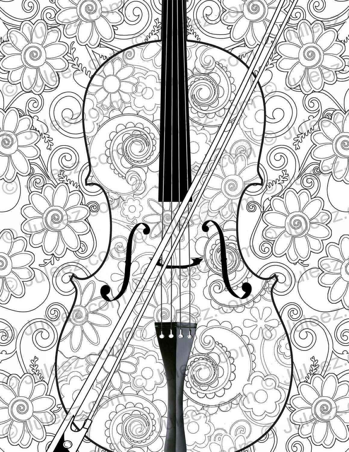 80 Printable Violin Coloring Page 63