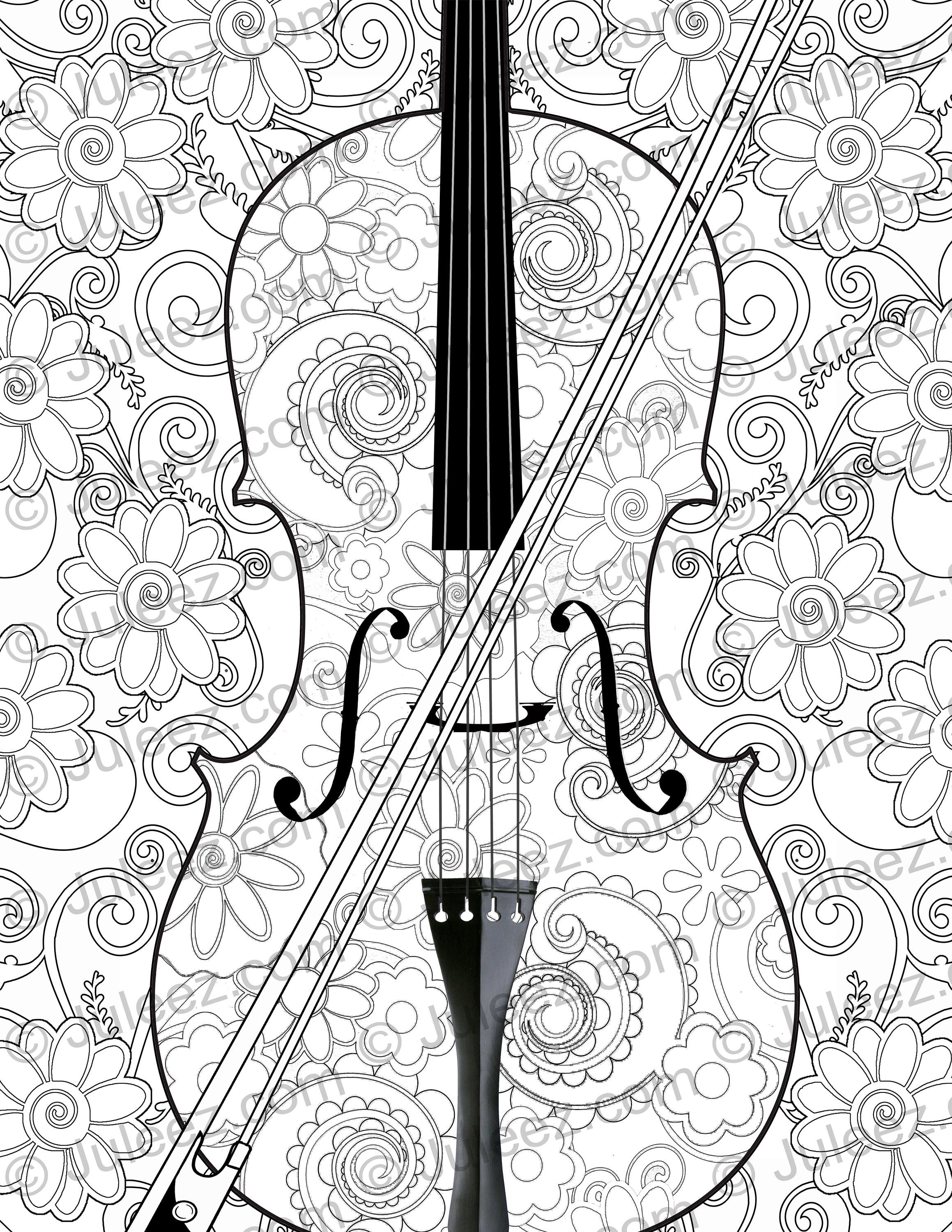 80 Printable Violin Coloring Page 69