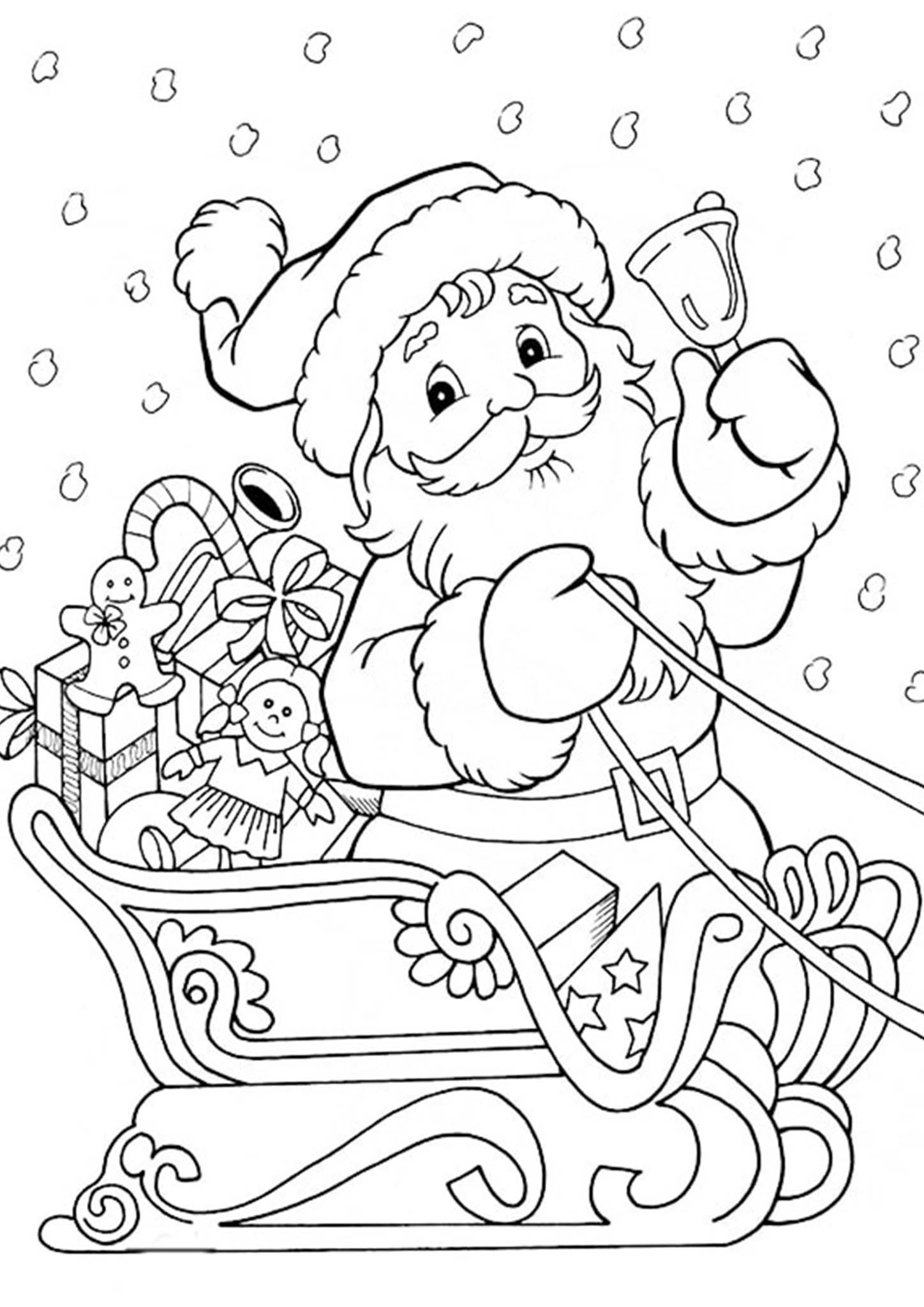 60 Printable Free Santa Coloring Pages 19