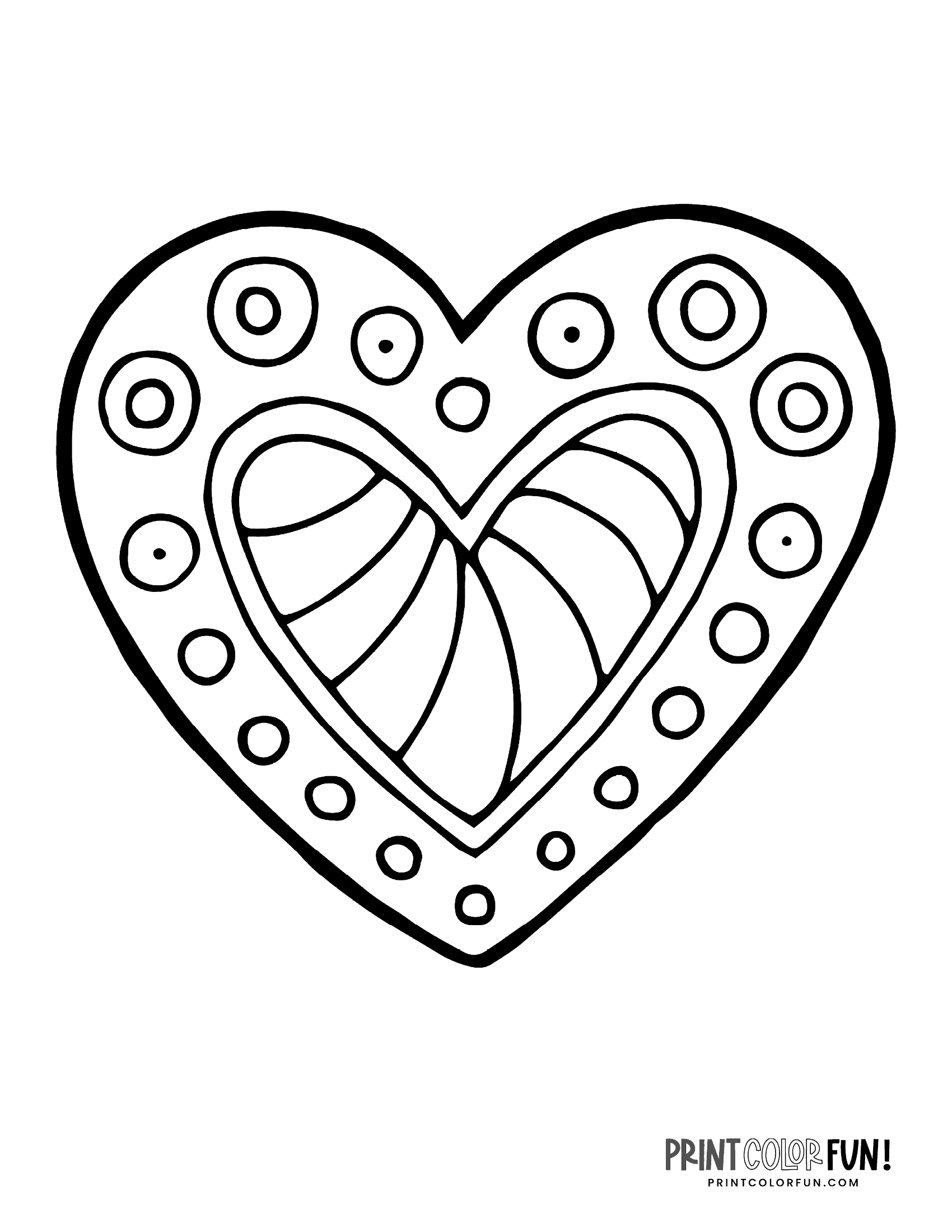 60 Printable Heart Coloring Picture 1