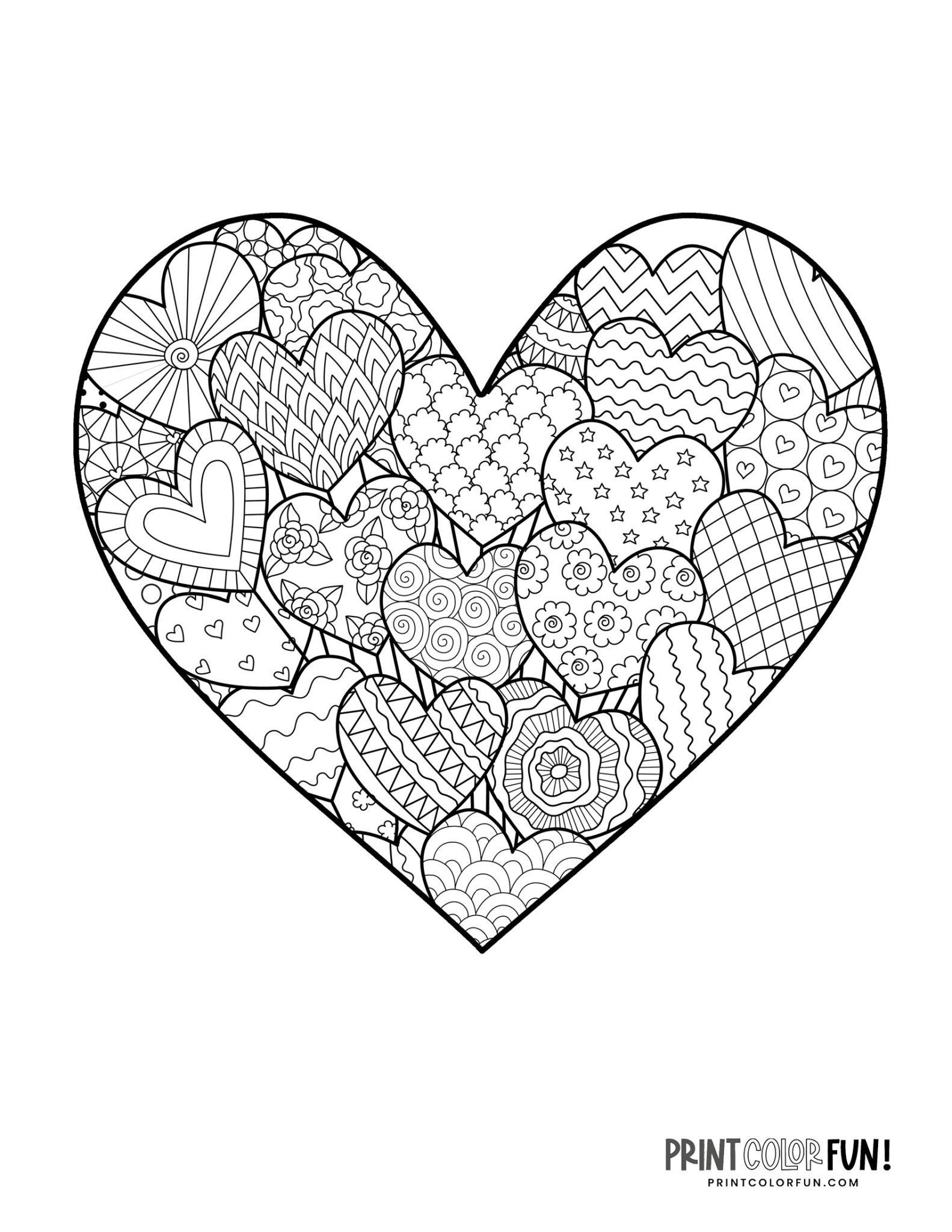 60 Printable Heart Coloring Picture 12