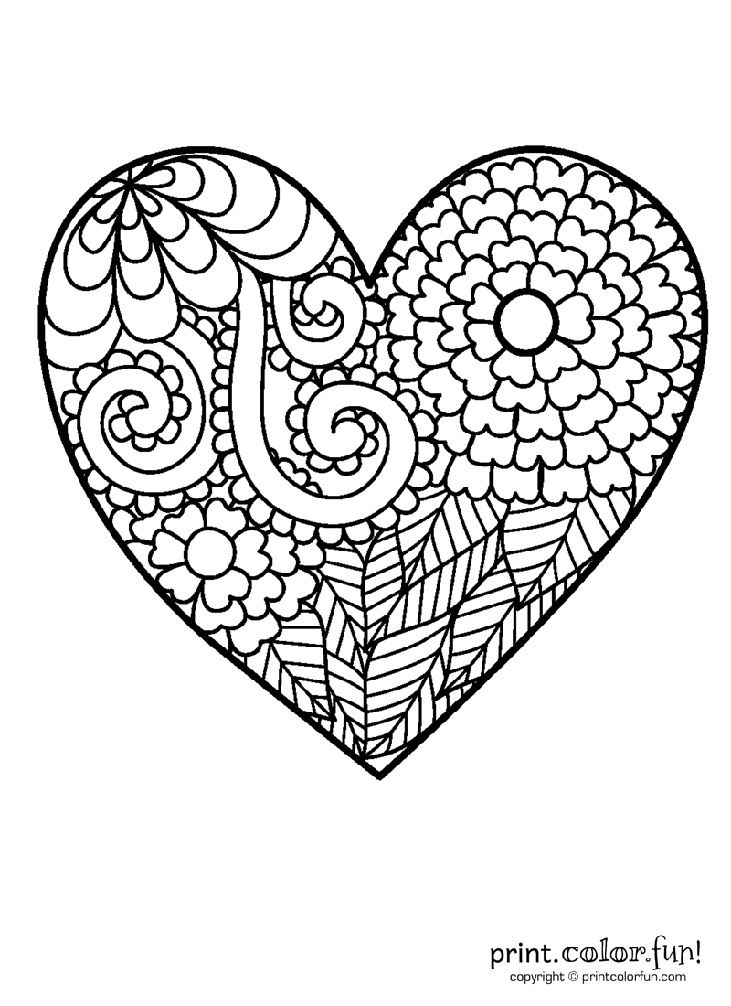 60 Printable Heart Coloring Picture 15