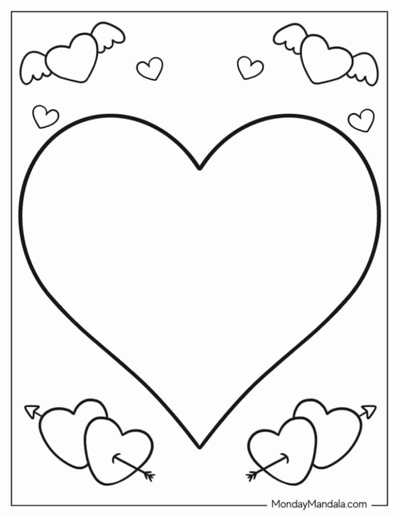 60 Printable Heart Coloring Picture 20