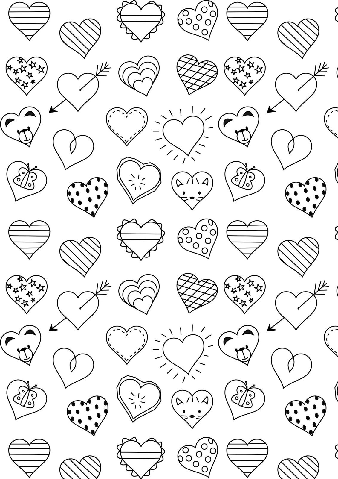 60 Printable Heart Coloring Picture 3