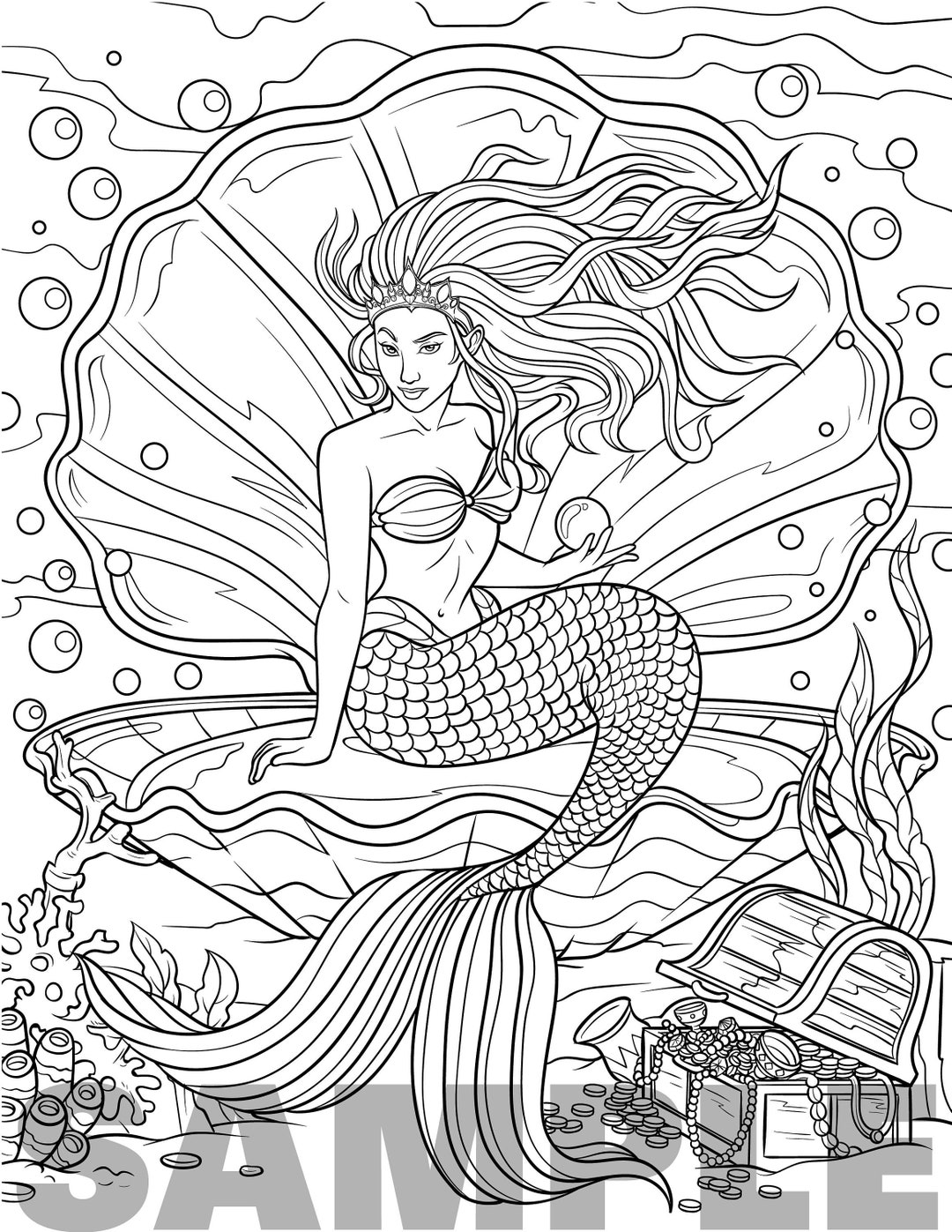 60 Printable Pretty Mermaid Coloring Pages 1