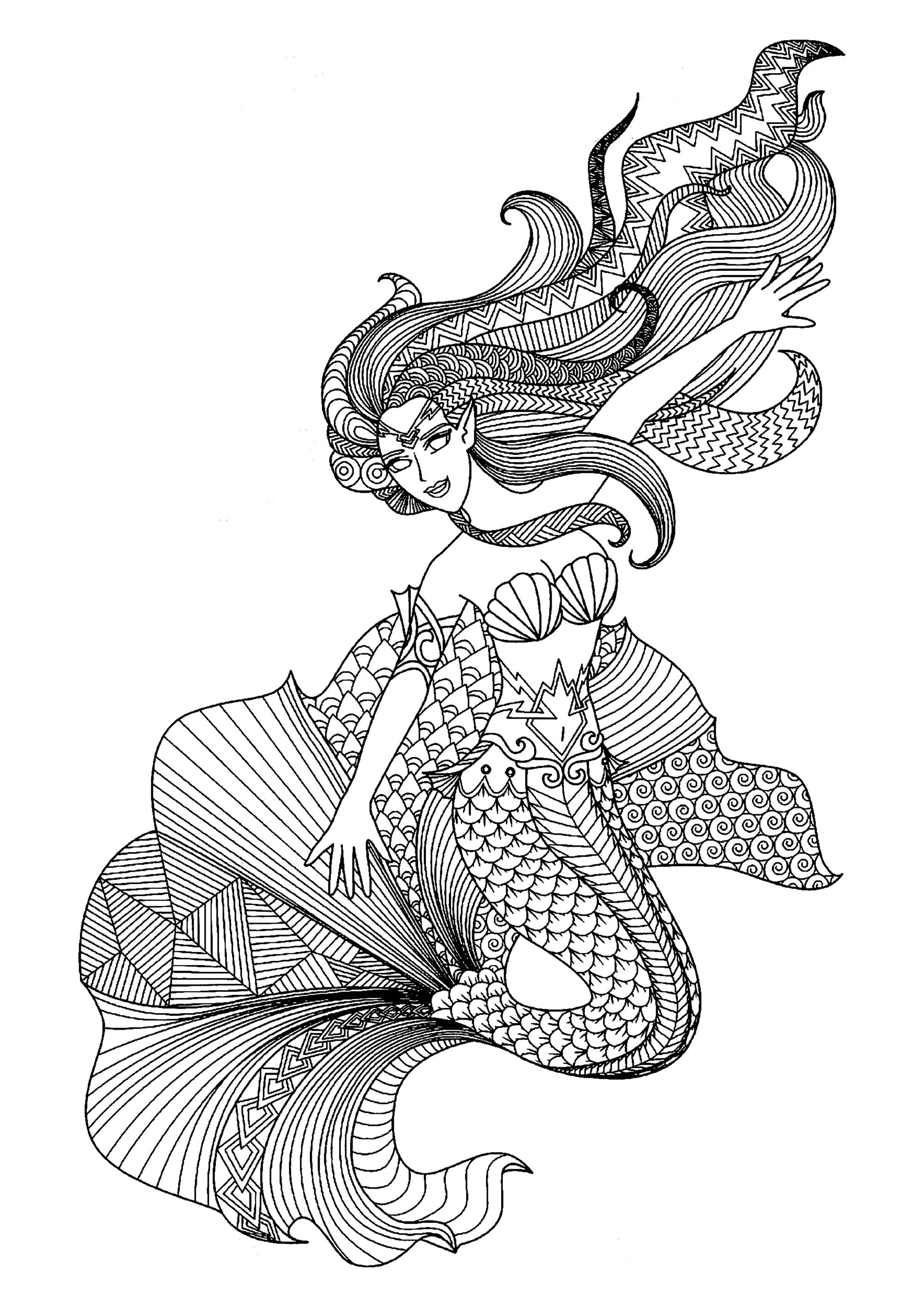 60 Printable Pretty Mermaid Coloring Pages 11