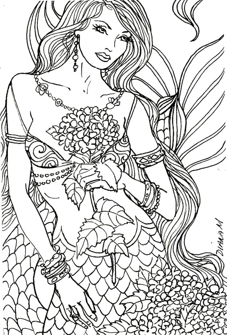 60 Printable Pretty Mermaid Coloring Pages 13