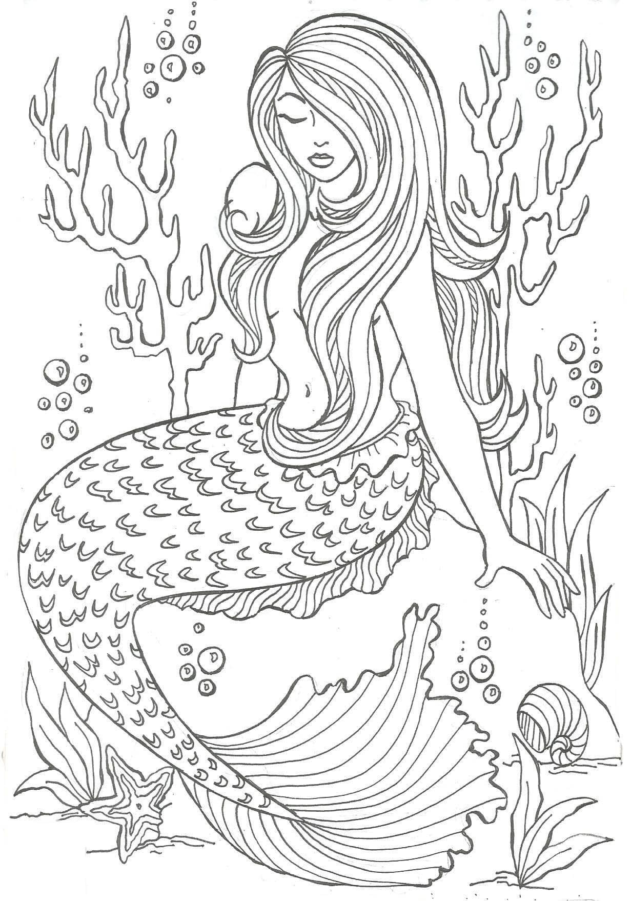 60 Printable Pretty Mermaid Coloring Pages 17