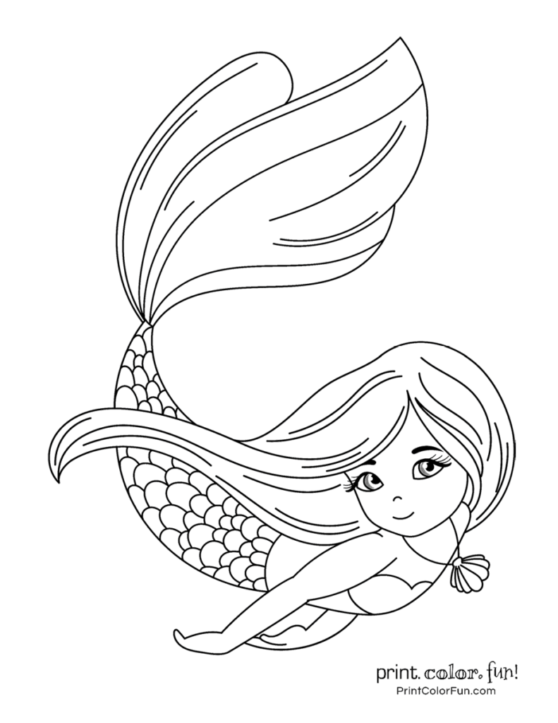 60 Printable Pretty Mermaid Coloring Pages 22