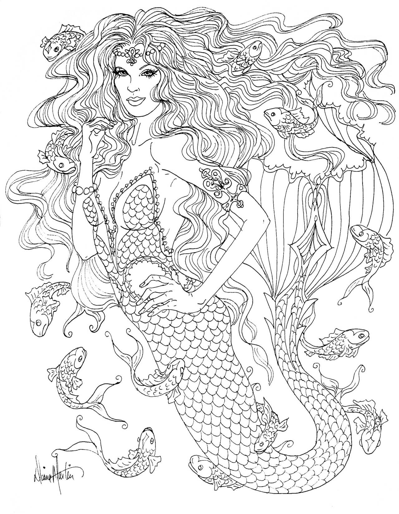 60 Printable Pretty Mermaid Coloring Pages 23