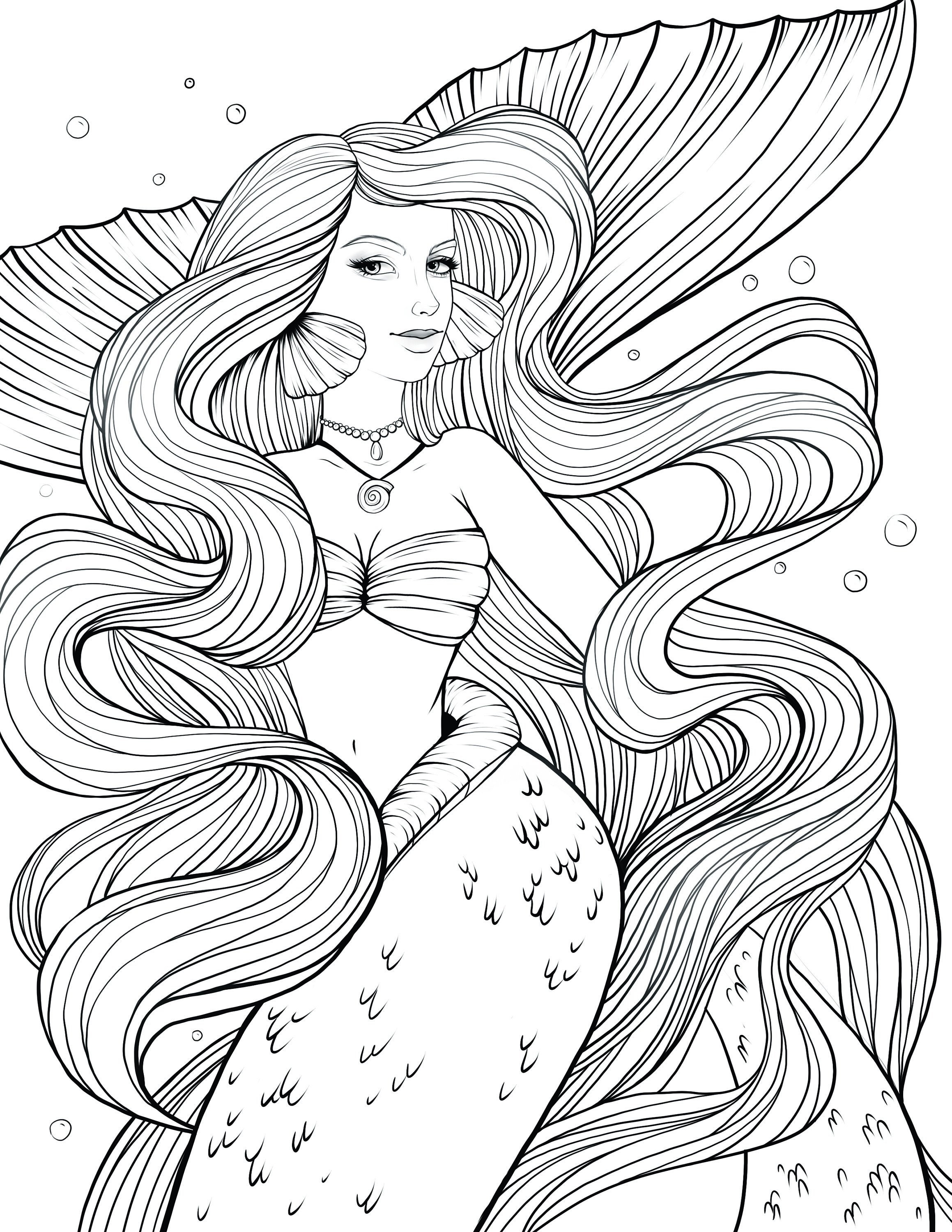 60 Printable Pretty Mermaid Coloring Pages 25