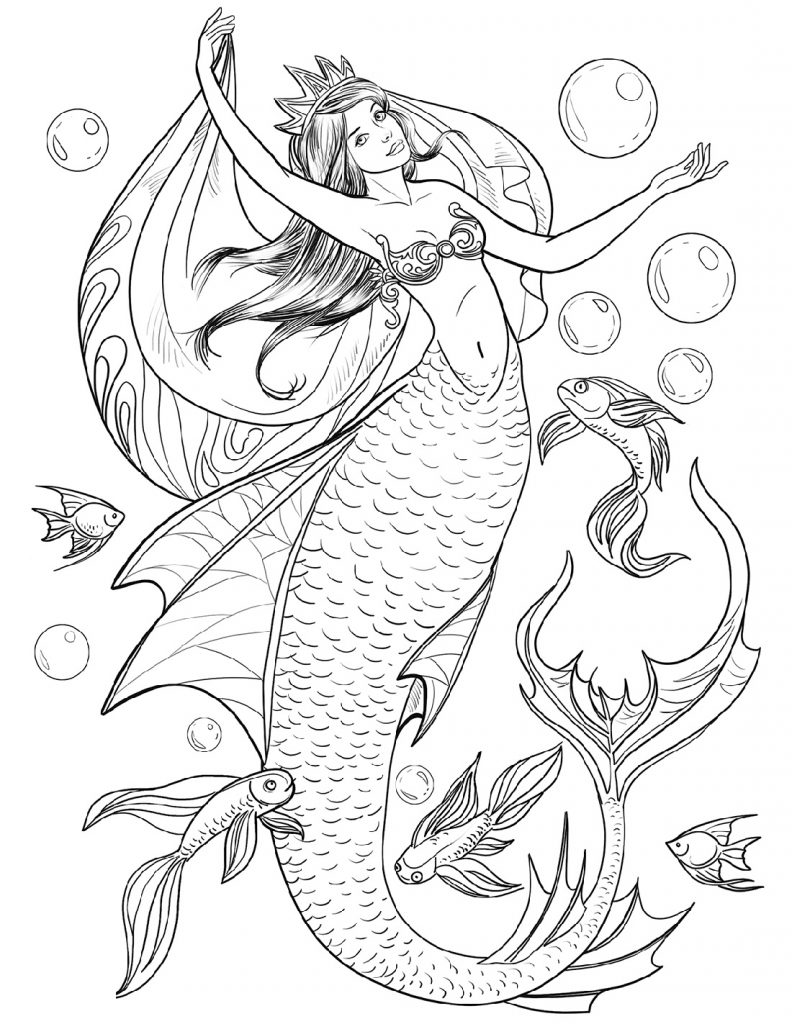 60 Printable Pretty Mermaid Coloring Pages 29