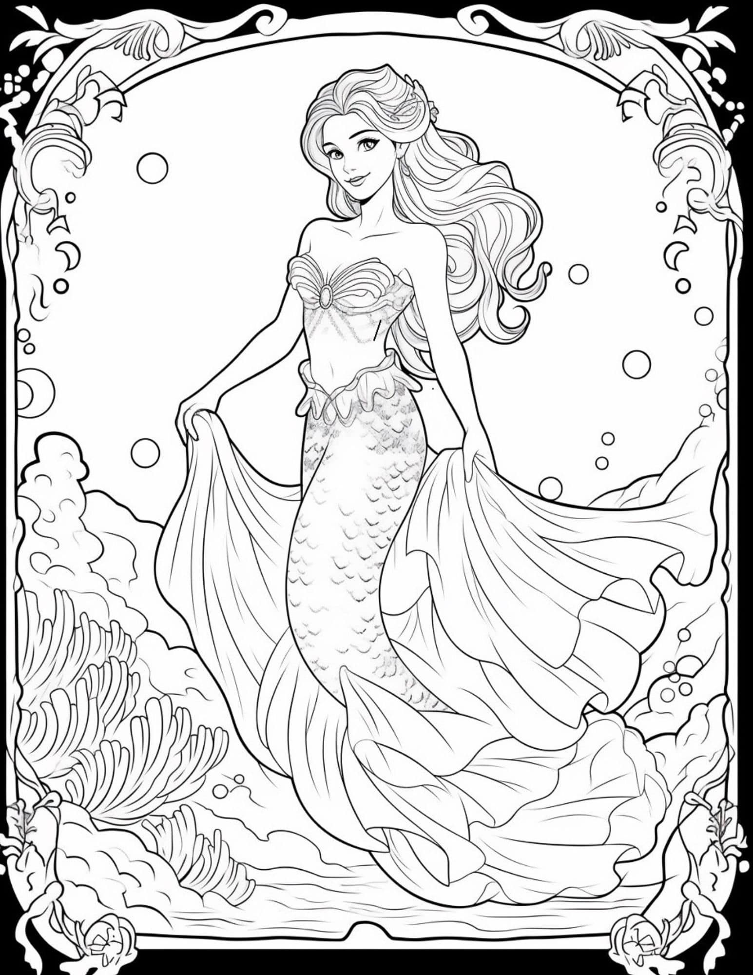 60 Printable Pretty Mermaid Coloring Pages 32