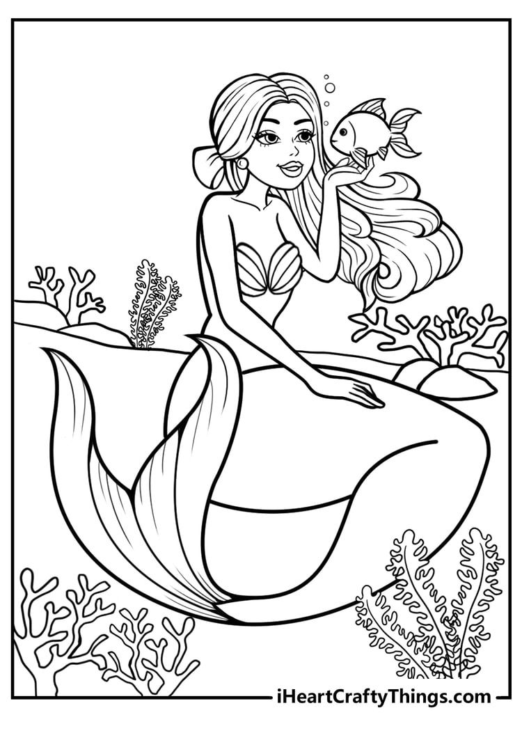 60 Printable Pretty Mermaid Coloring Pages 42