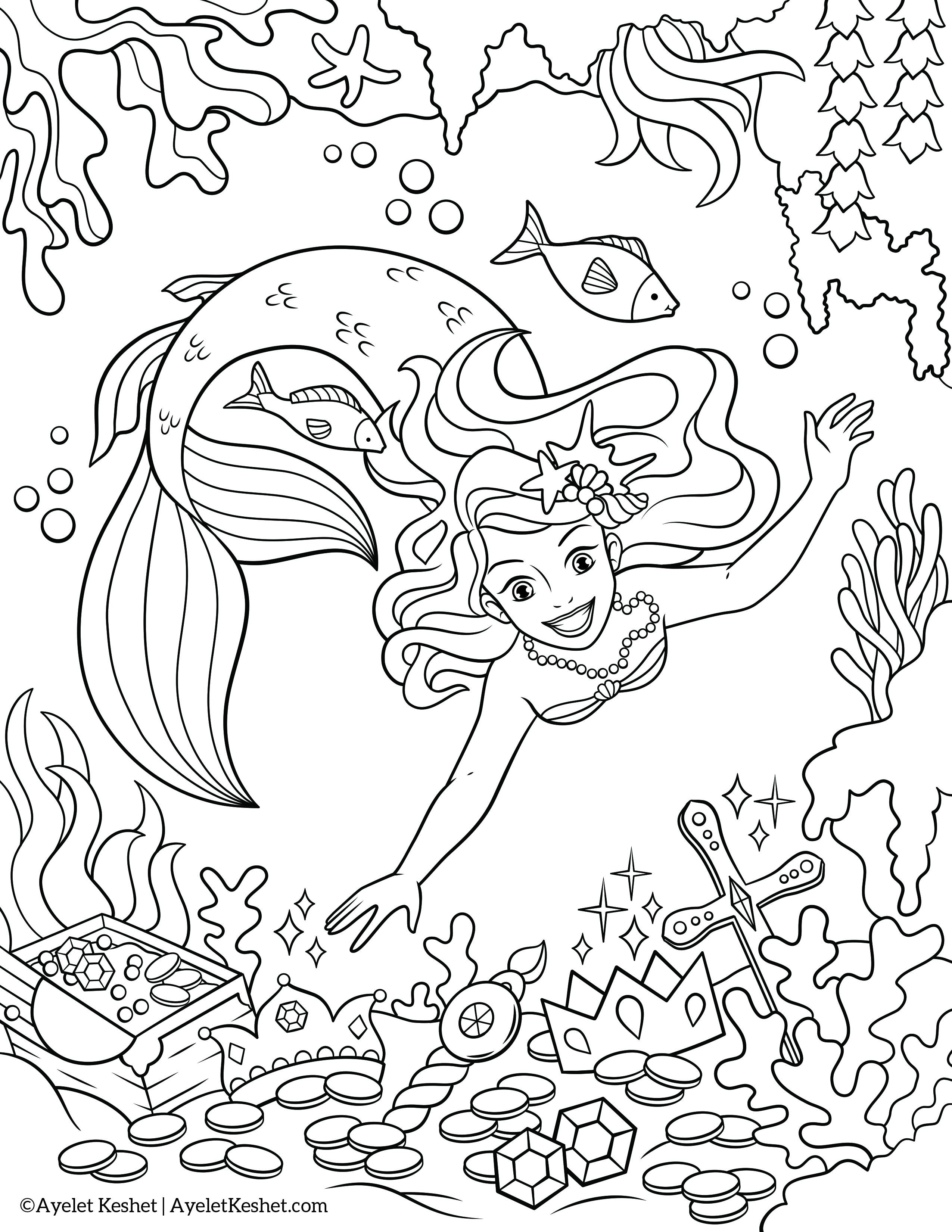 60 Printable Pretty Mermaid Coloring Pages 44