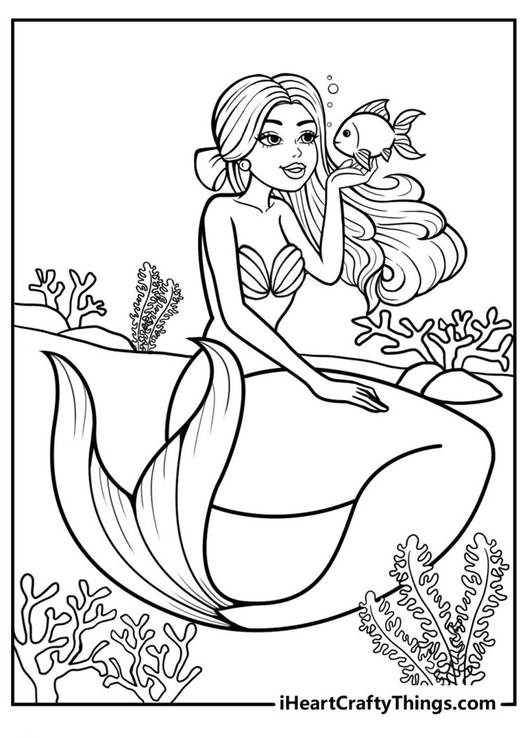 60 Printable Pretty Mermaid Coloring Pages 46