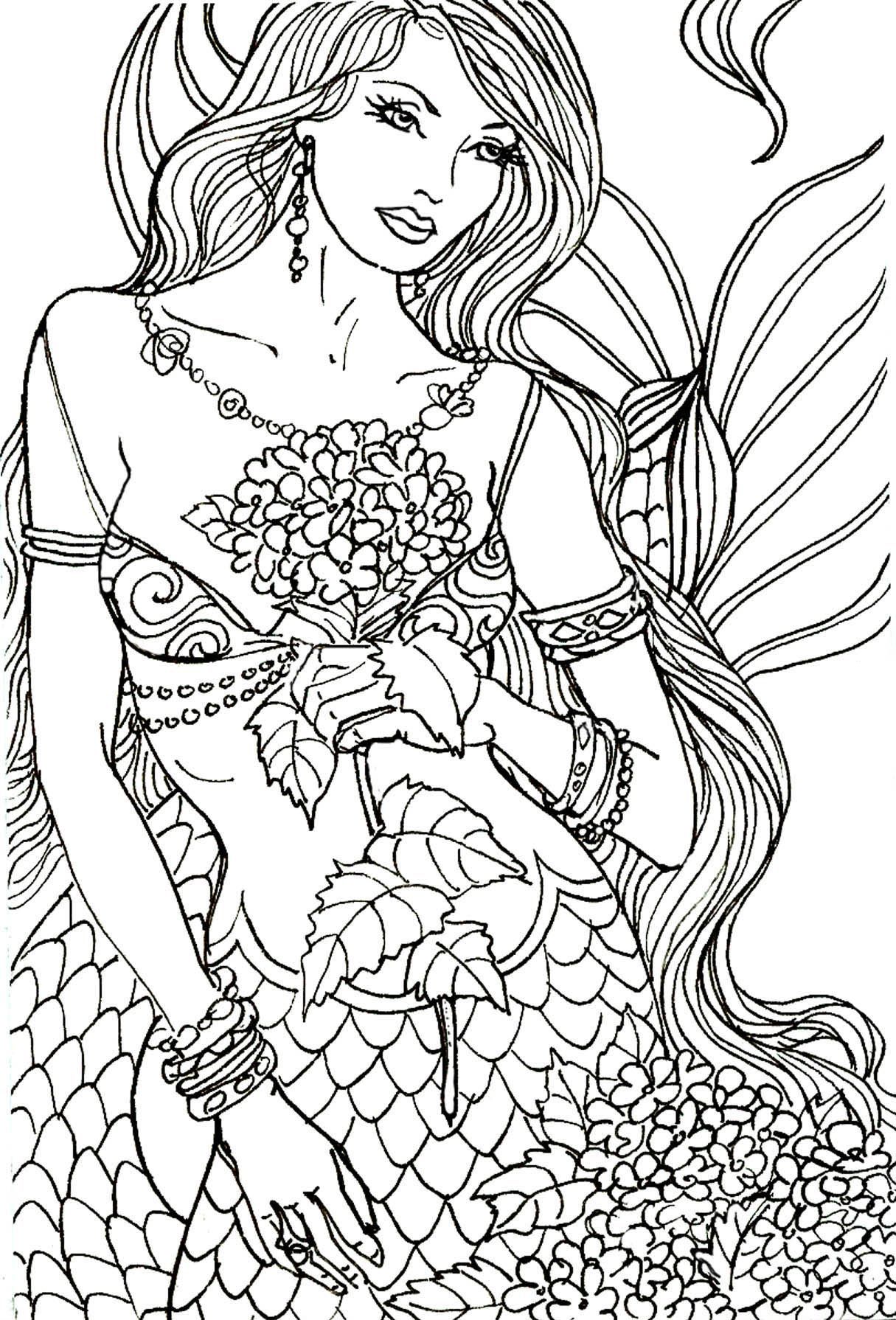 60 Printable Pretty Mermaid Coloring Pages 47