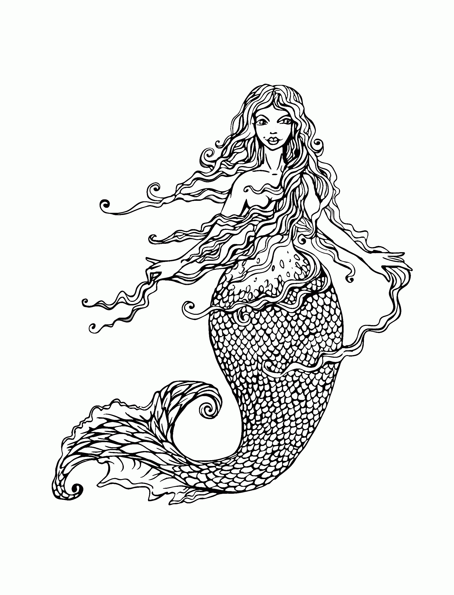 60 Printable Pretty Mermaid Coloring Pages 51