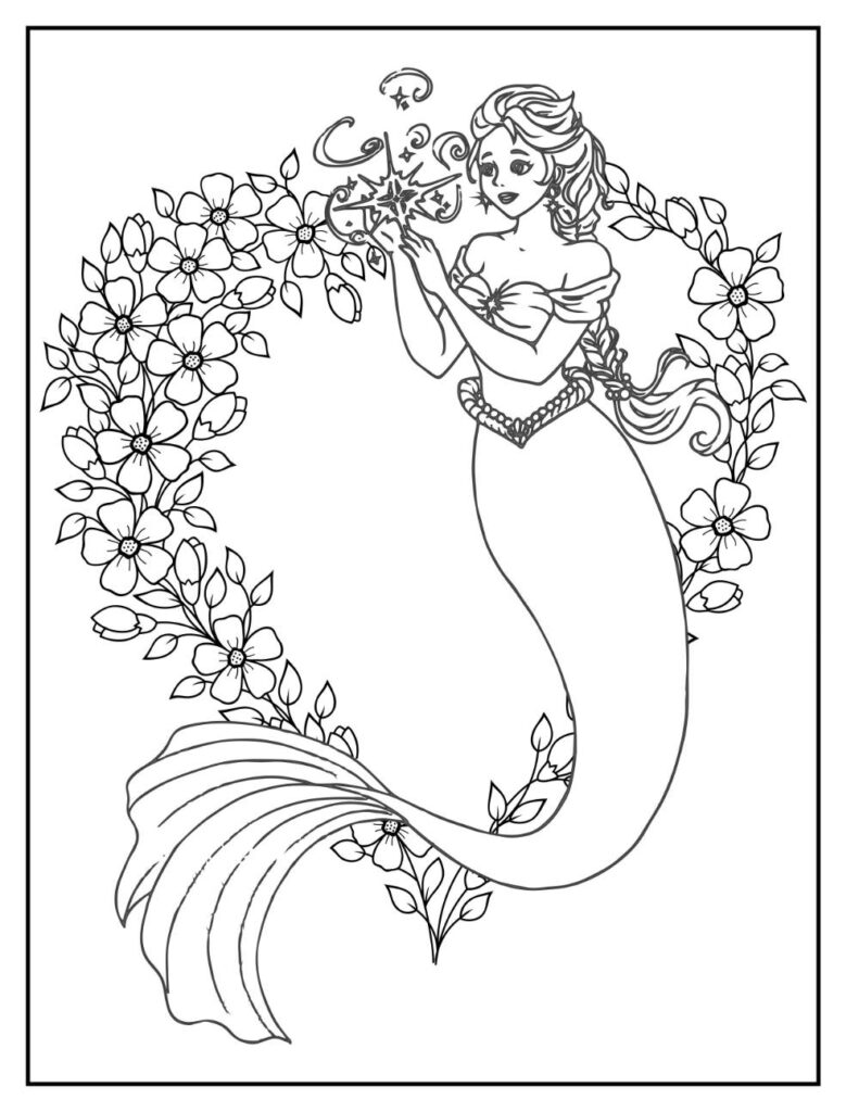 60 Printable Pretty Mermaid Coloring Pages 54