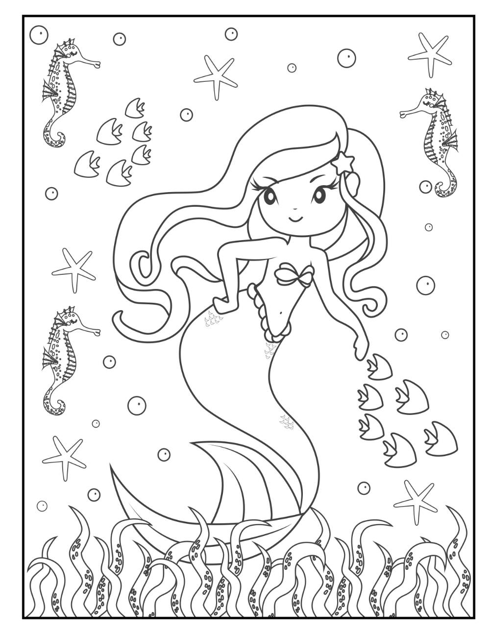 60 Printable Pretty Mermaid Coloring Pages 56