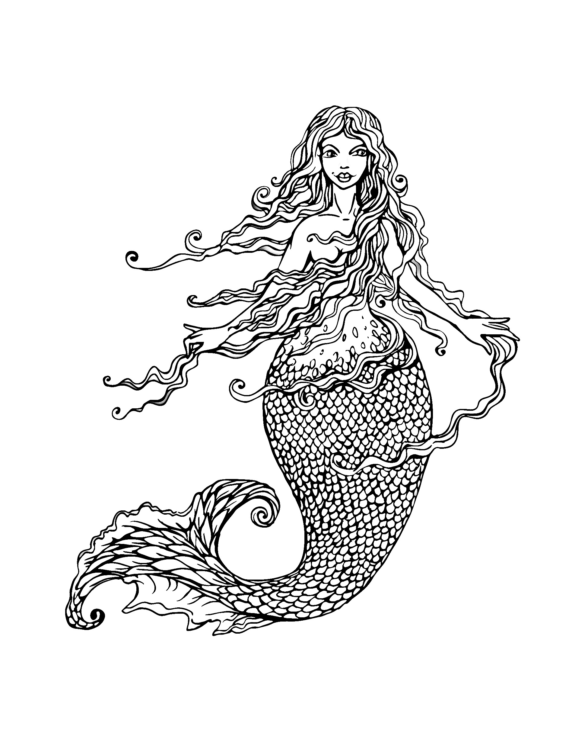 60 Printable Pretty Mermaid Coloring Pages 57