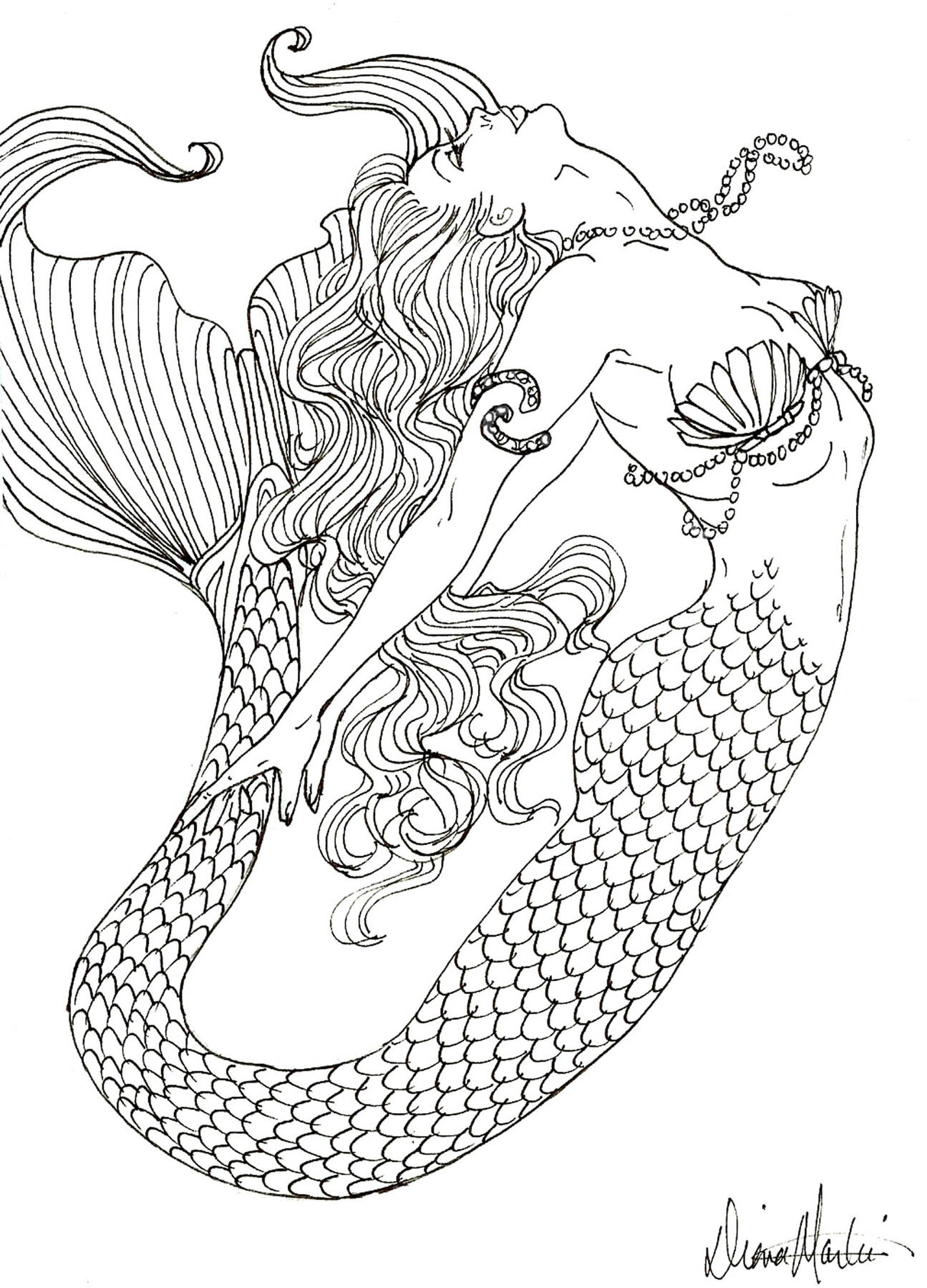 60 Printable Pretty Mermaid Coloring Pages 58