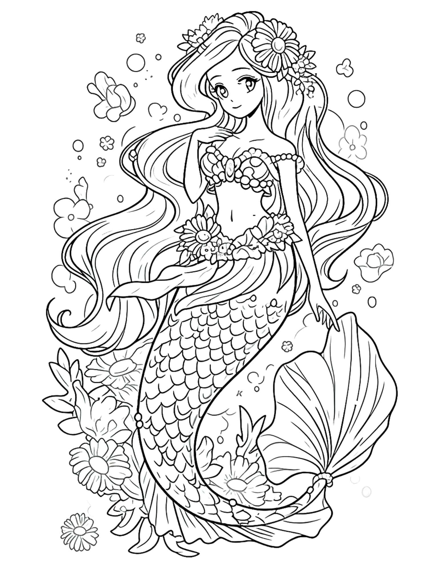 Save 60 Beautiful Mermaid Coloring Pages Ideas 15