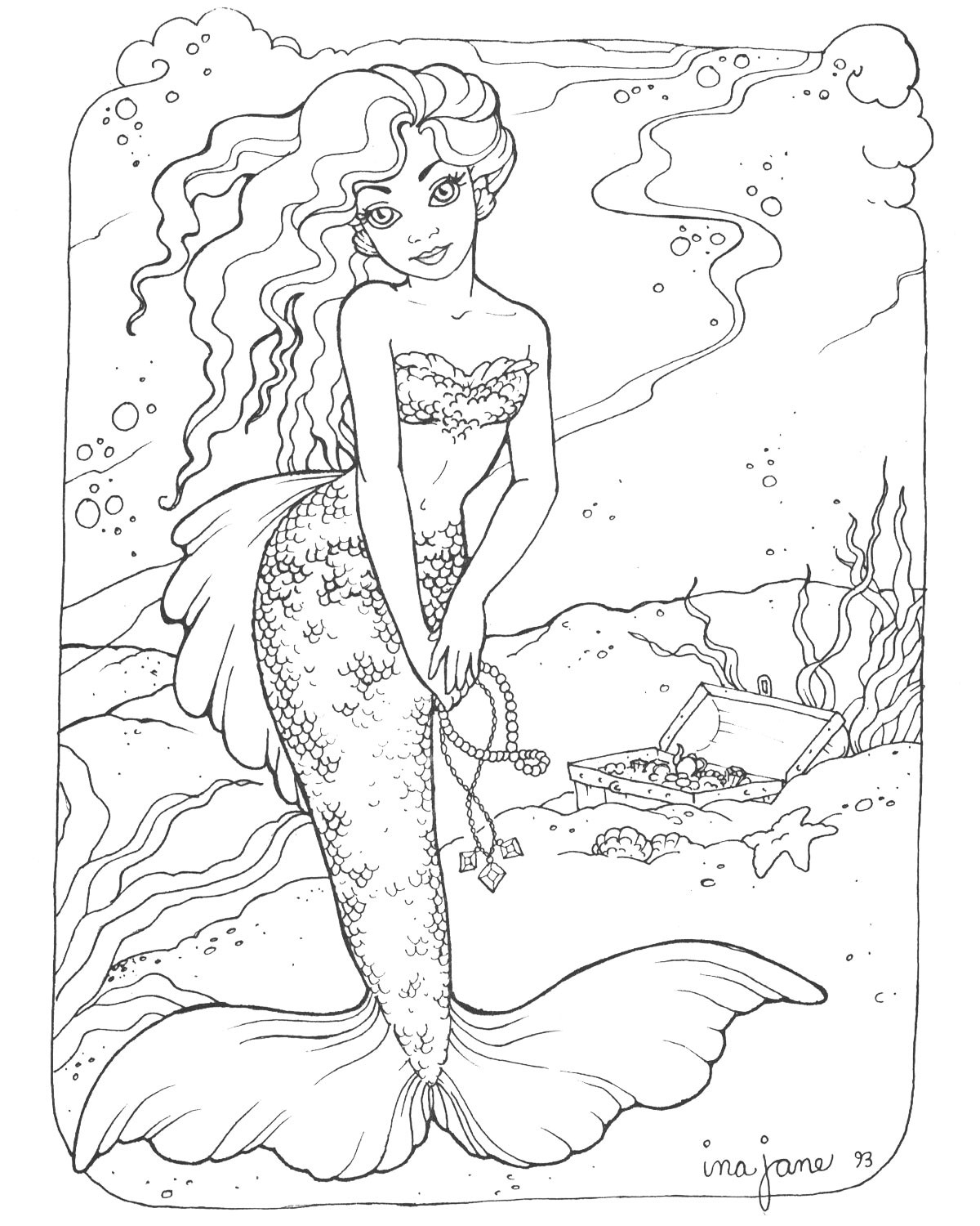 Save 60 Beautiful Mermaid Coloring Pages Ideas 16