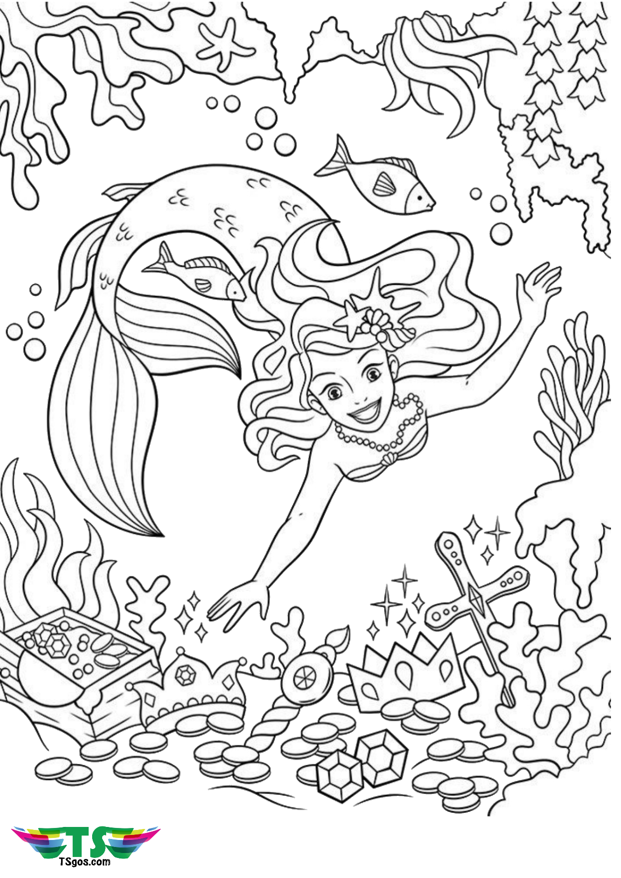 Save 60 Beautiful Mermaid Coloring Pages Ideas 26