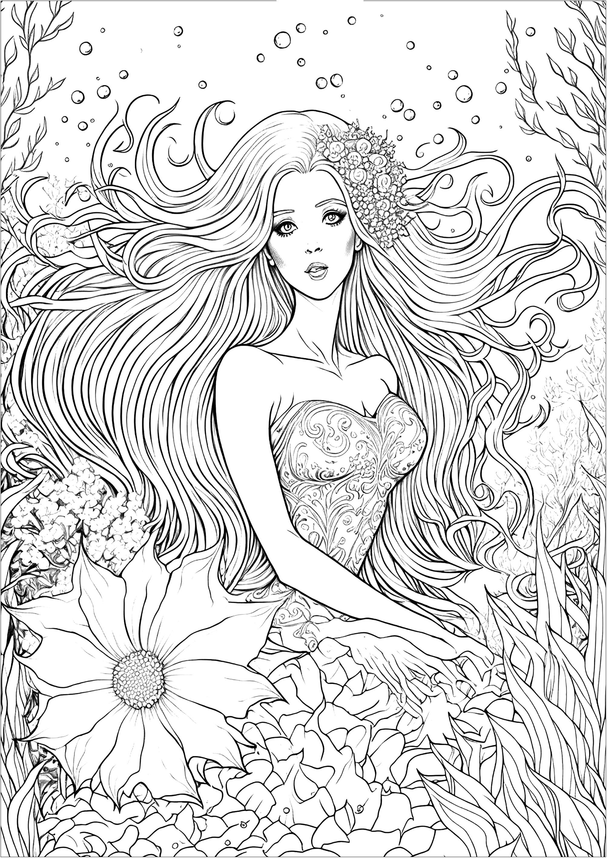 Save 60 Beautiful Mermaid Coloring Pages Ideas 8